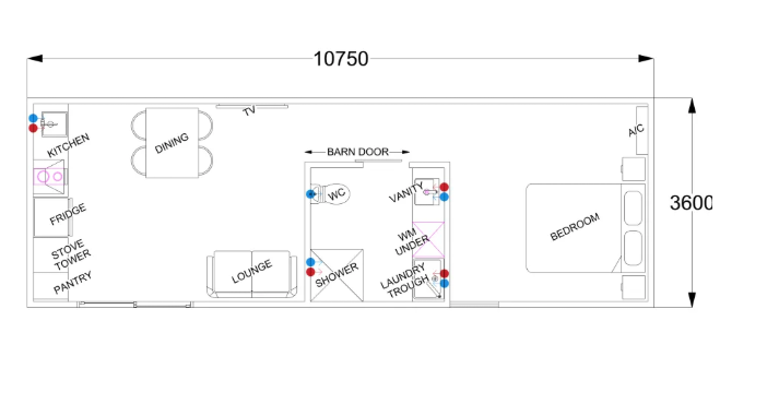 1x1 Petunia Floor Plan